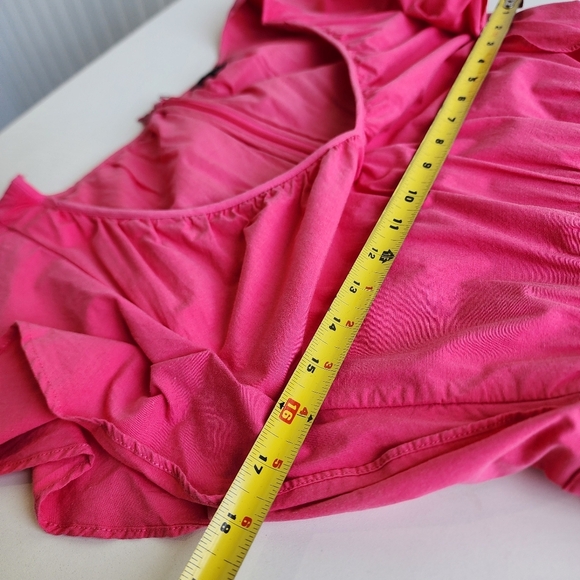 Ann Taylor Pink Poplin Flutter Sleeve V Neck Midi Dress Pockets Cotton Blend 4 - Picture 8 of 13